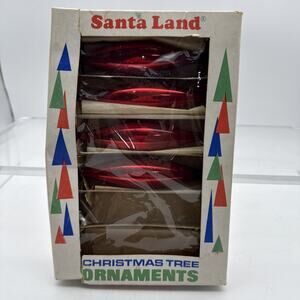 4 Vintage Santa Land Teardrop Poland Blown Glass Christmas Ornaments - AS IS